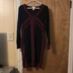 Elegant Black and Burgundy Women's Dress